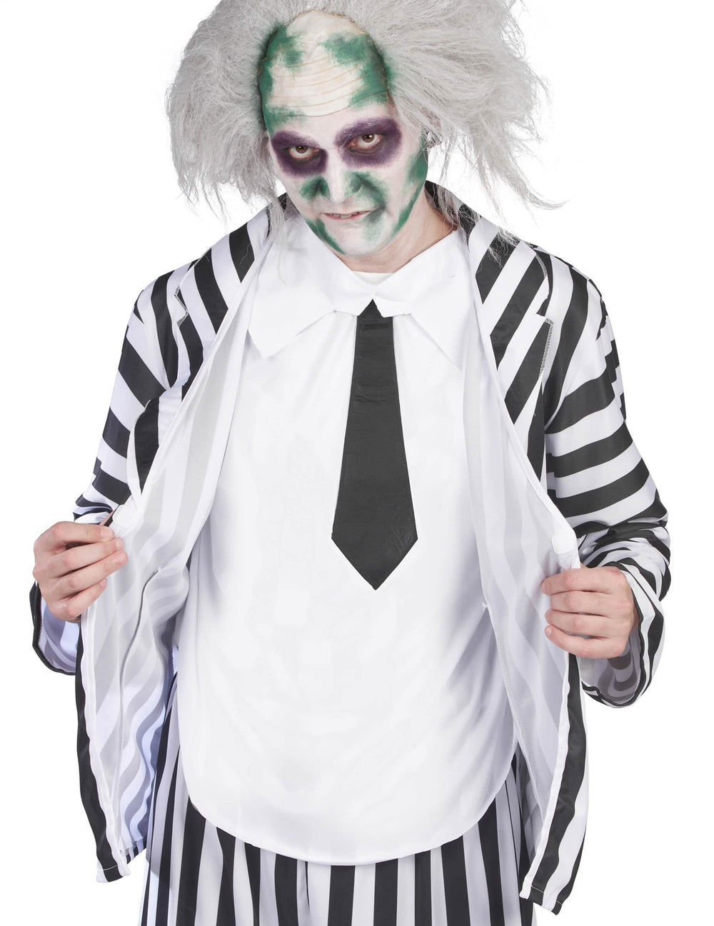 Beetlejuice-puvun takin ja solmion yksityiskohdat miehet