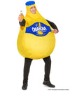 Déguisement Bouteille d'Orangina™ pour adulte jaune avec étiquette bleue