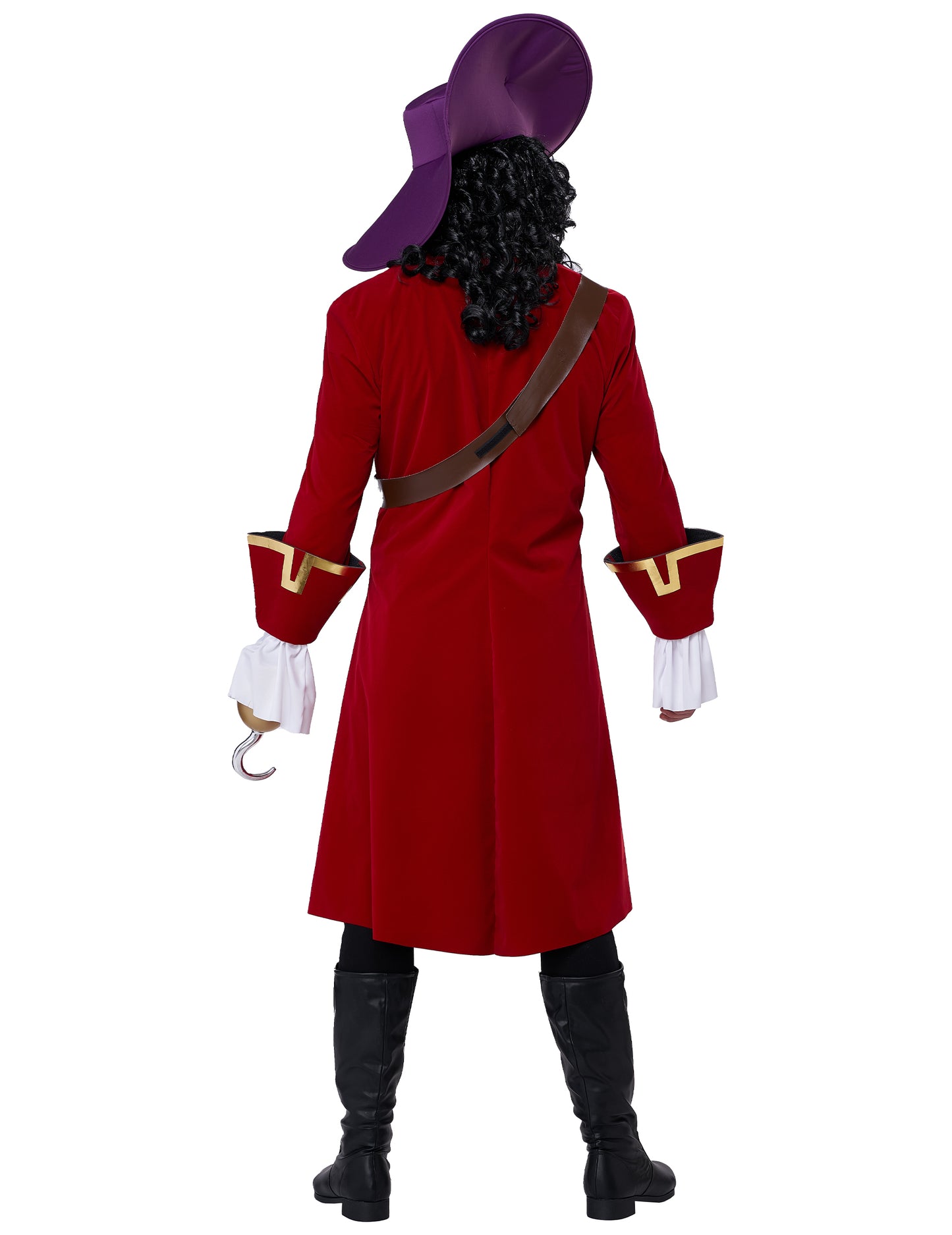 Vue de dos du déguisement de capitaine pirate à crochet luxe pour homme