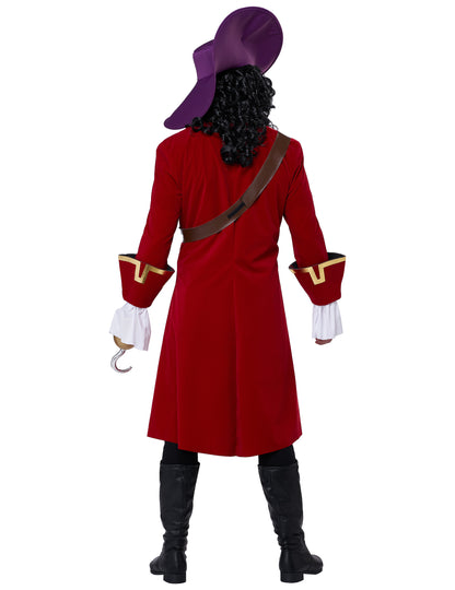 Vue de dos du déguisement de capitaine pirate à crochet luxe pour homme