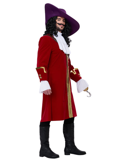 Vue de profil du déguisement de capitaine pirate à crochet luxe pour homme