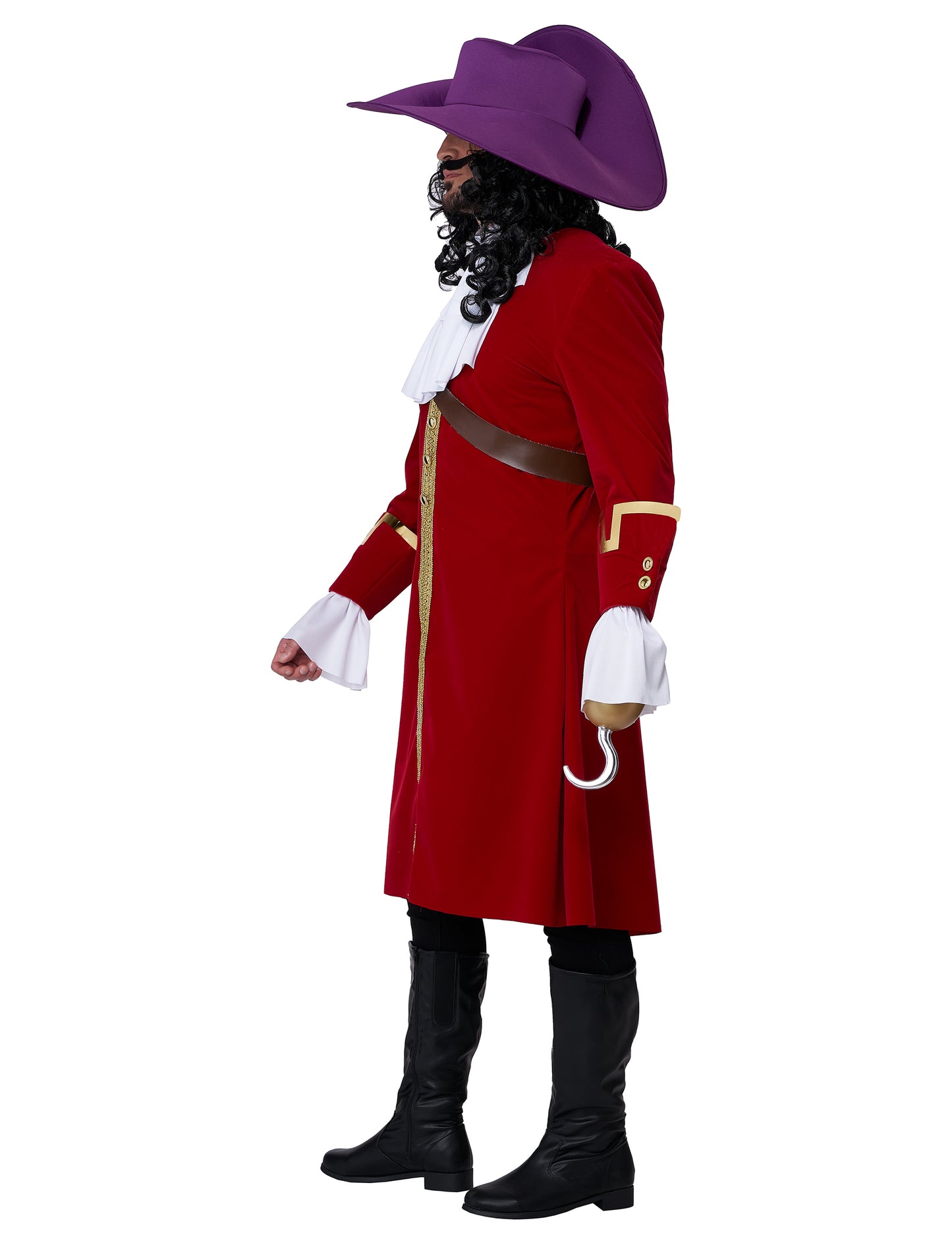 Vue de profil du déguisement de capitaine pirate à crochet luxe pour homme