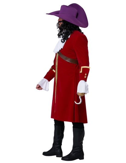 Vue de profil du déguisement de capitaine pirate à crochet luxe pour homme
