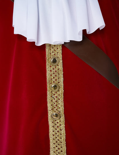 Détail du jabot et des galons dorés du déguisement de capitaine pirate à crochet luxe