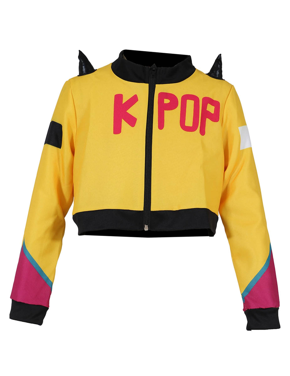 Détail de la veste jaune courte du déguisement de chanteuse Kpop
