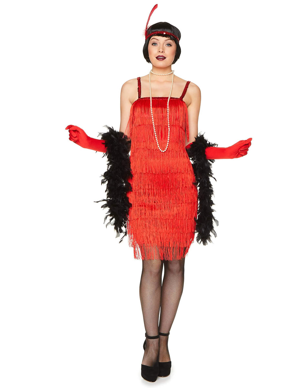 Déguisement charleston pour femme rouge à franges