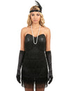 Déguisement charleston sexy pour femme noir à franges et sequins