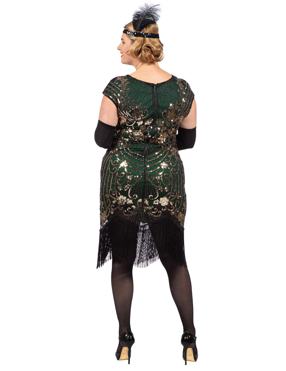 Vue de dos de la robe à sequins du déguisement Charleston pour femme