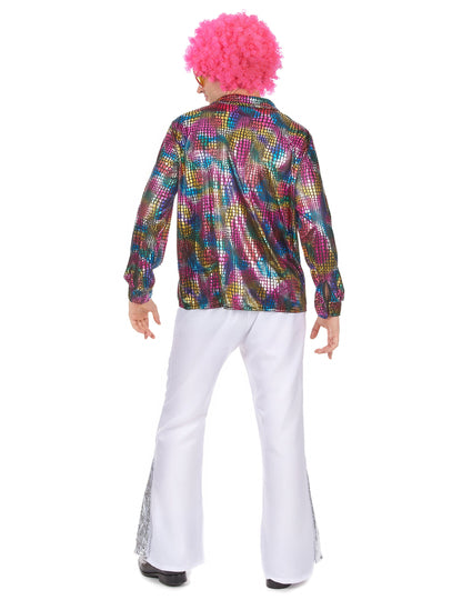 Vue de dos de la chemise disco pour homme multicolore