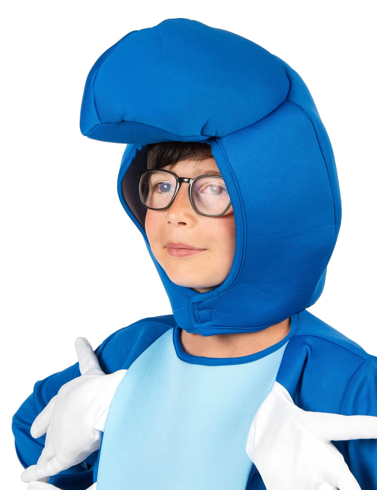 Gros plan sur la coiffe du déguisement de chenille pour enfant