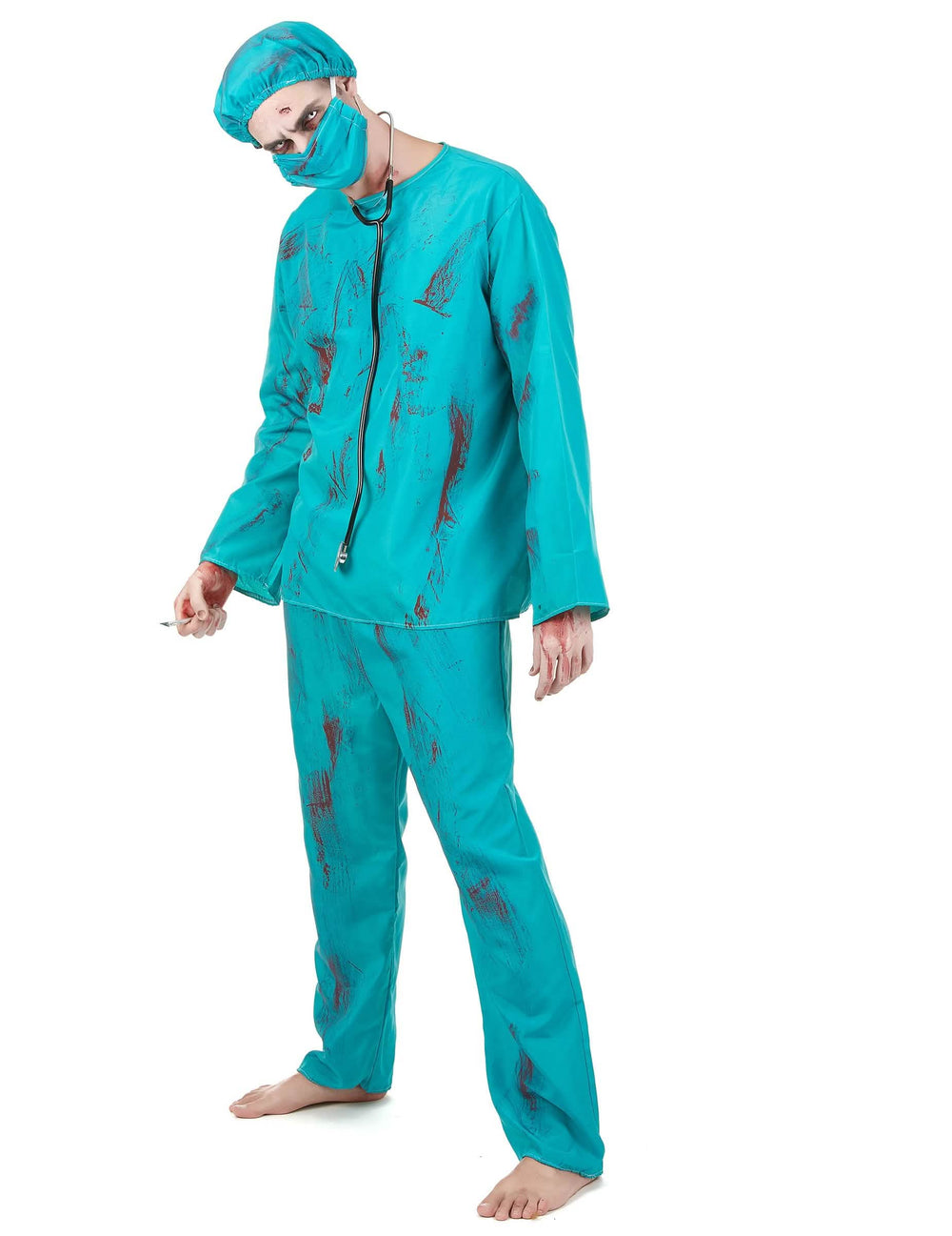 Kolmen neljäsosan näkymä zombiet kirurgin asusta