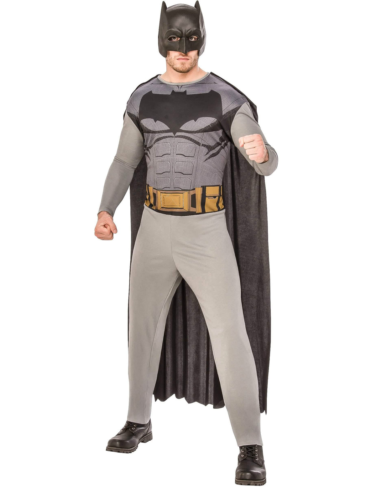 Klassinen Batman-puku aikuiset harmaa ja musta, viitan ja maskin kanssa