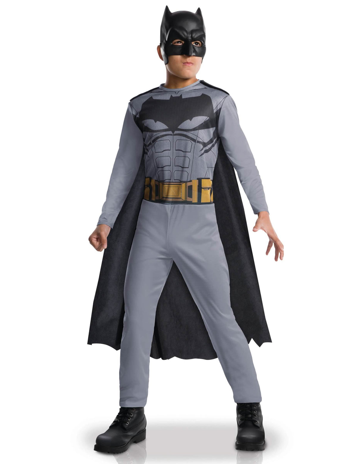Batman Justice League -juhlapuku pojat harmaa ja musta, jossa on viitta ja naamio