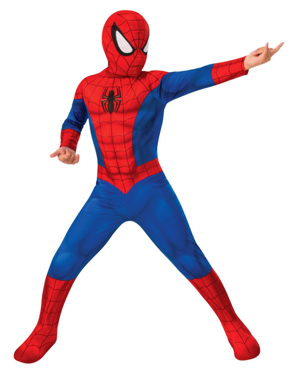 Vue de face du costume Spiderman du déguisement de couple Spiderman et Venom