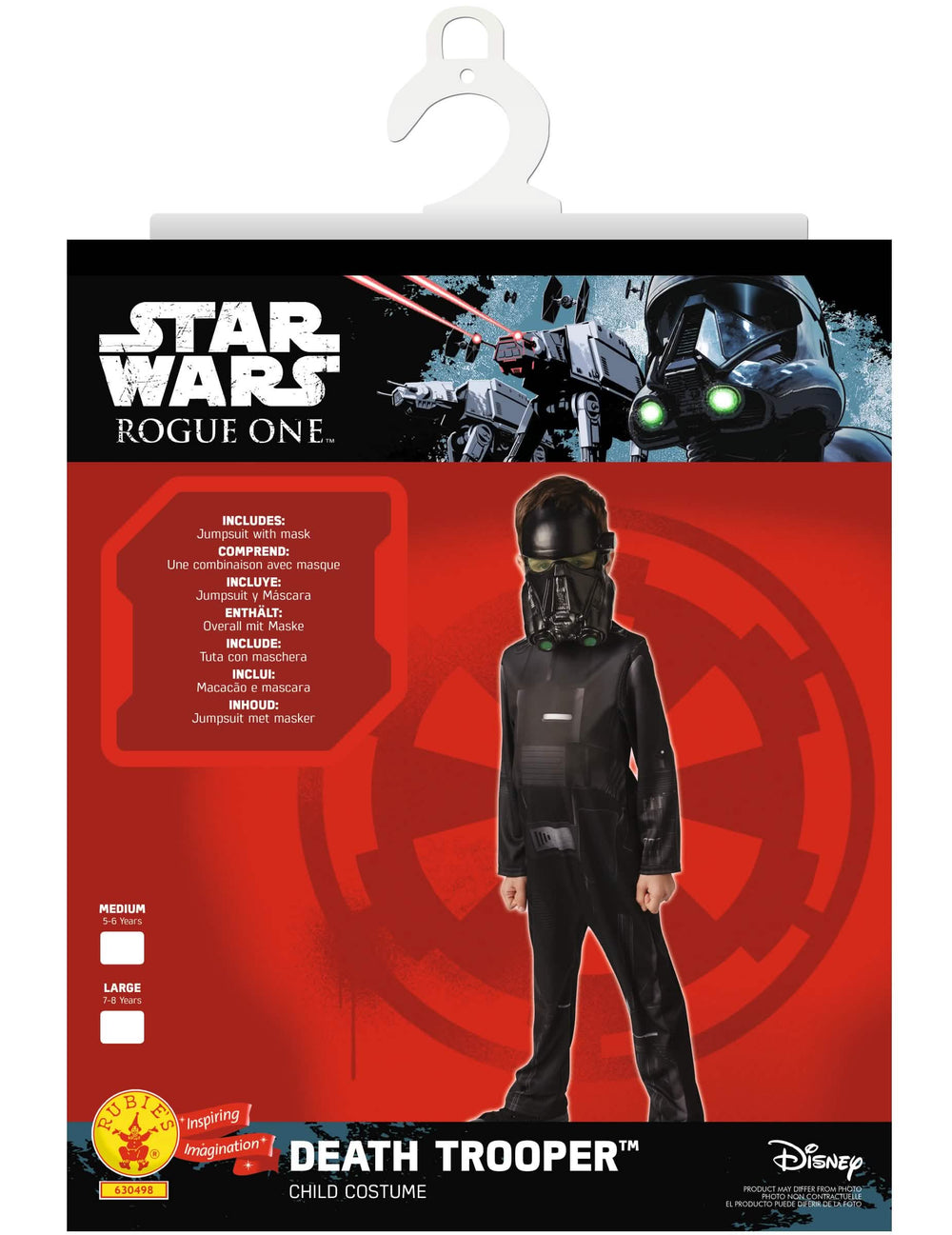 Pakkauksen näkymä klassisesta Death trooper Star Wars Rogue One -asusta lapsille