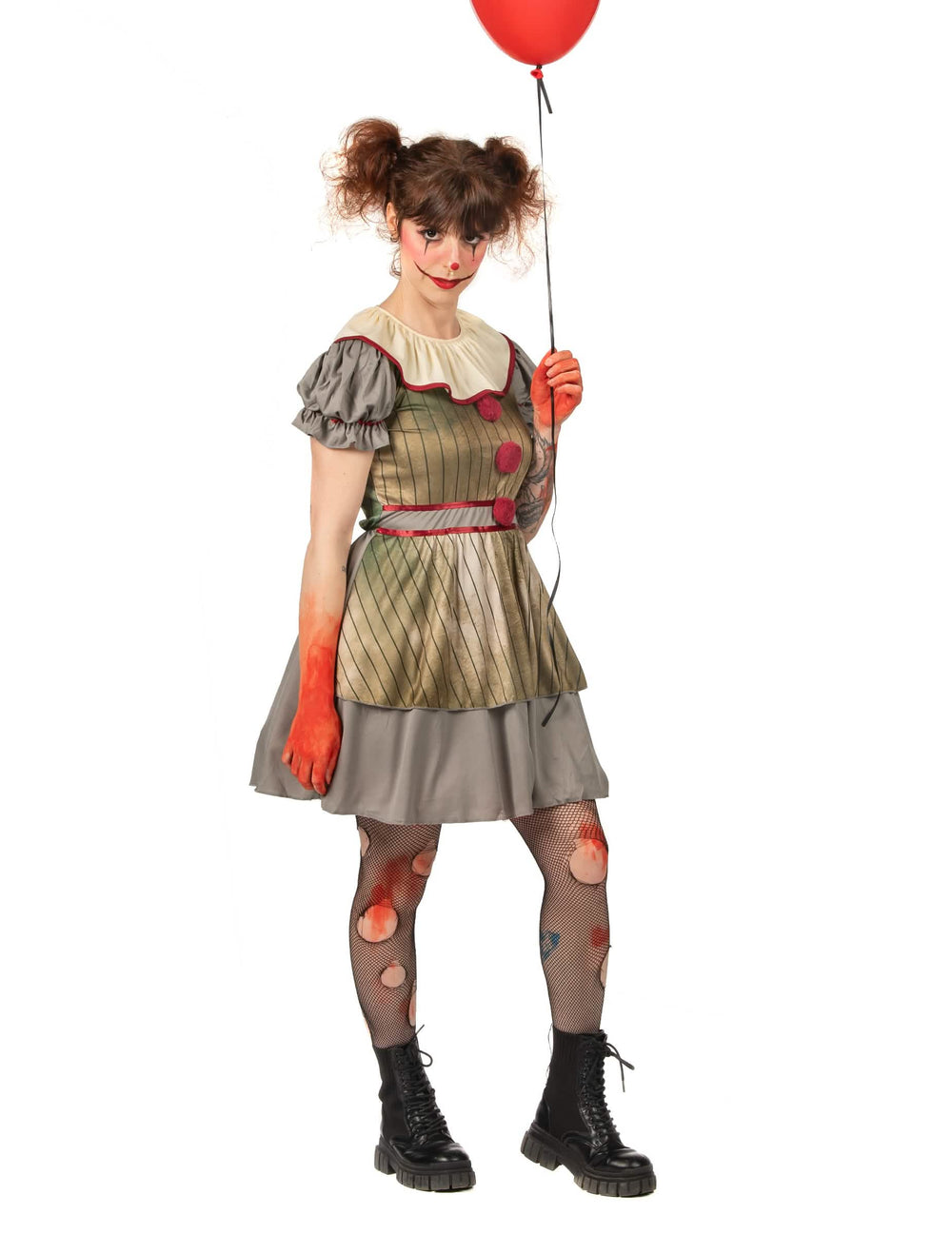 Psyko-pelleksen naisten clown-puku kolmen neljäsosan näkymästä