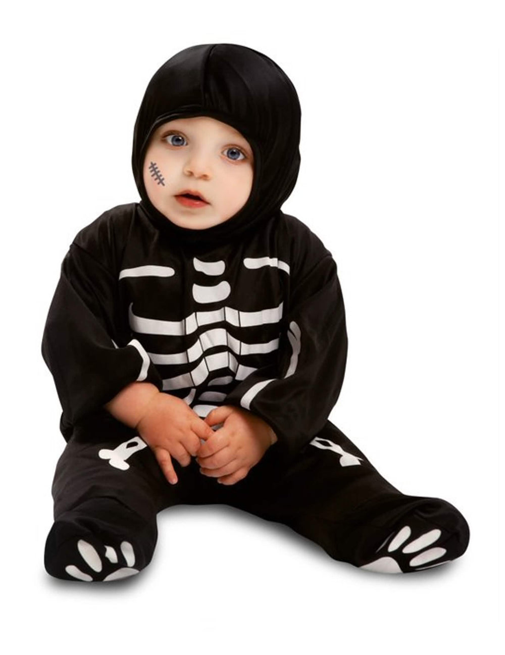 Déguisement combinaison petit squelette pour bébé noir et blanc