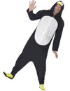 Déguisement combinaison pingouin pour adulte noir et blanc avec capuche