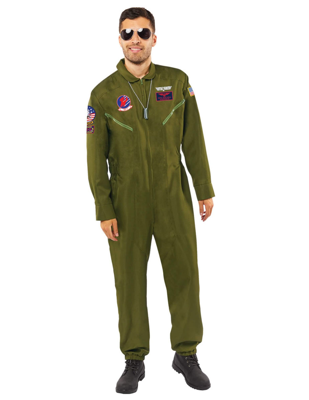Top Gun™-yhdistelmäasupuku miehet vihreä khaki, jossa on merkkejä