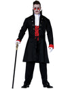 Déguisement de comte vampire pour homme noir et rouge avec long manteau