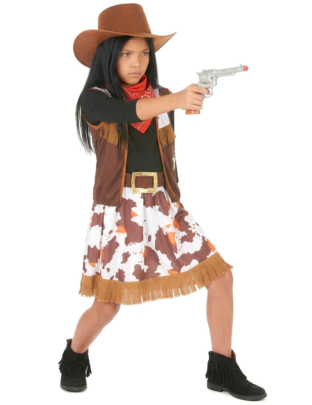 Sivukuva lännen cowboy-asun lelupyssyt kanssa