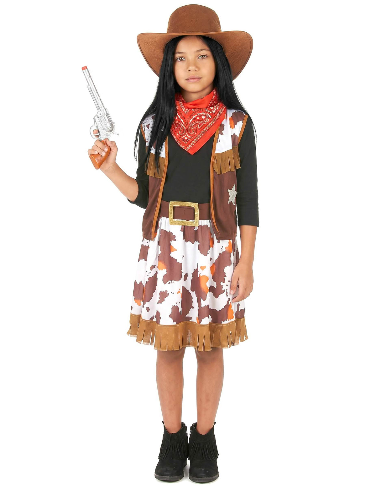 Etenäkymä lelupyssyt lännen cowboy-asusta
