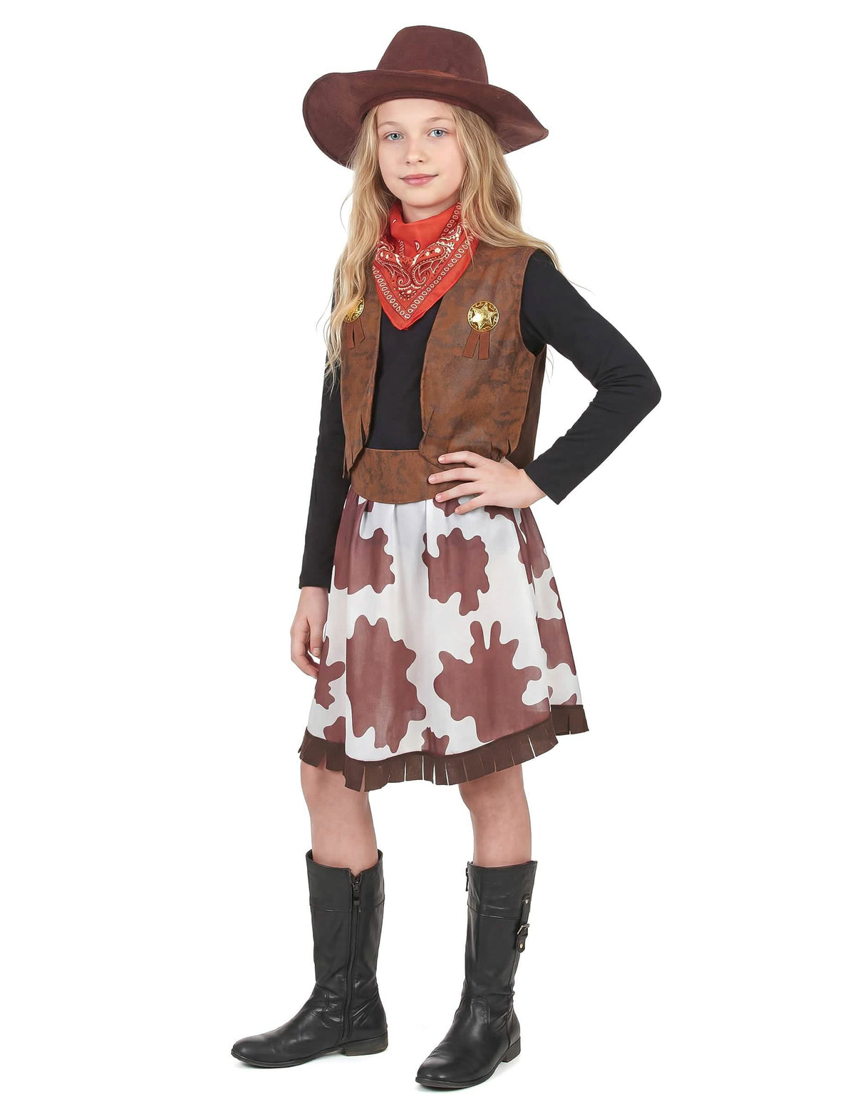 Vue de trois-quarts du déguisement cowgirl pour fille