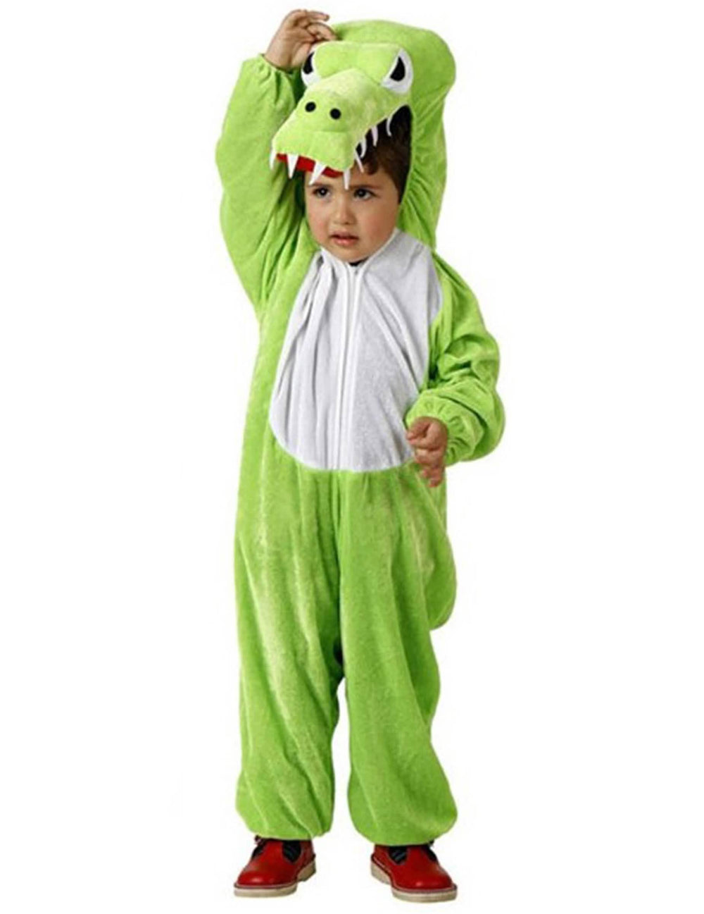 Déguisement crocodile peluche pour enfant vert et blanc