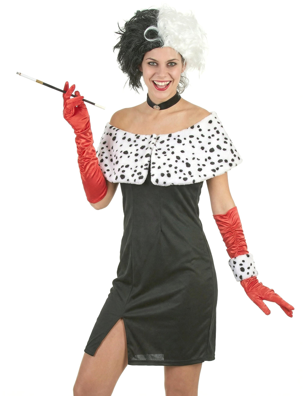 Détail des accessoires du déguisement dame cruelle sexy pour femme
