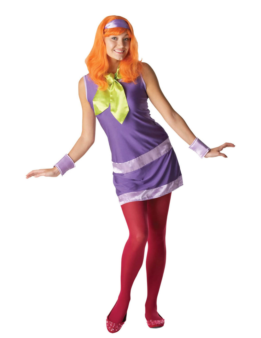 Daphné Scooby-doo™ -naamiaiset violetti vihreällä huivilla ja punaisella peruukilla