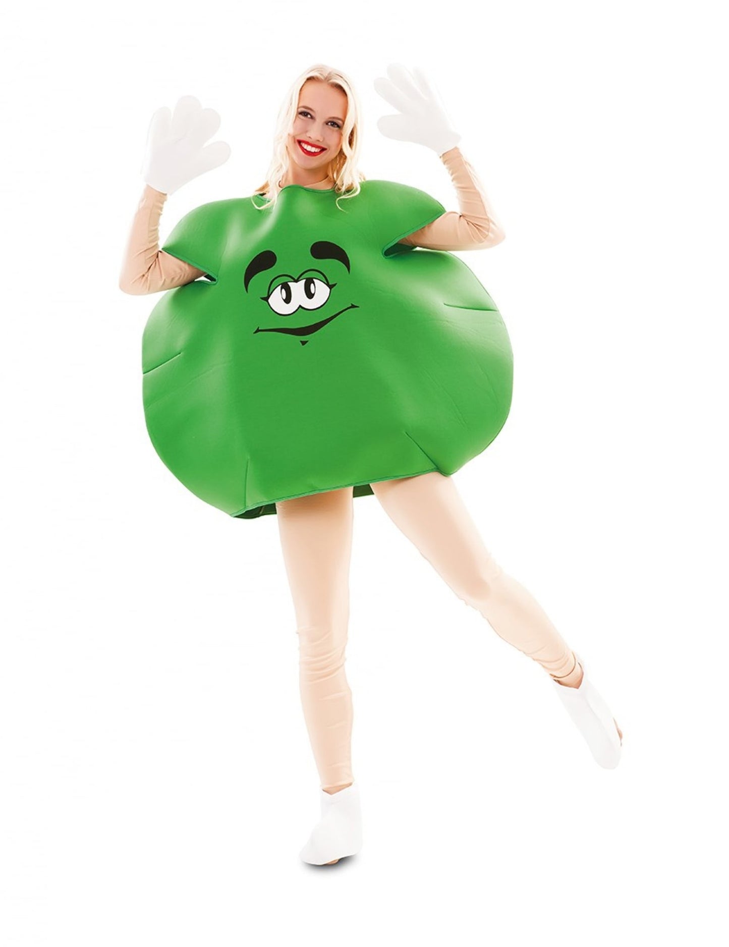 Vue de face du déguisement de bonbon pour adulte vert