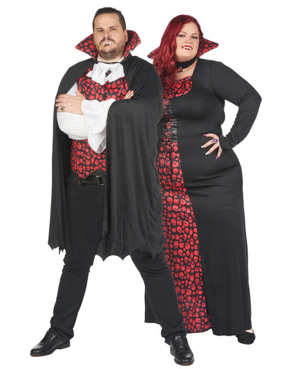 Suurikokoinen aikuisten halloween-vampyyripariskunnan puku