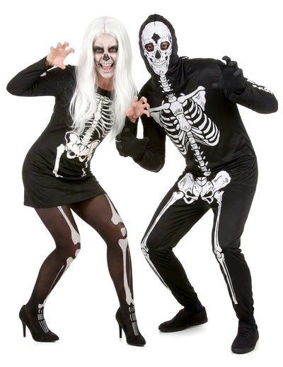 Aikuisten Halloween luuranko-naamiaisasu pariskunnalle