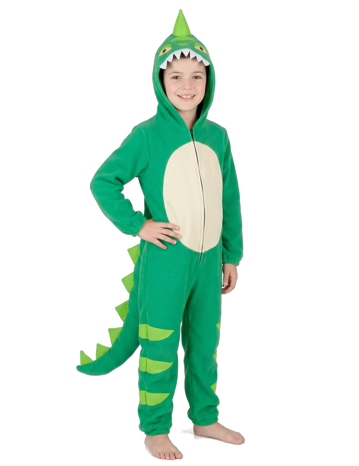 Edestä koko vartalon näkymä lasten dinosaurusasusta