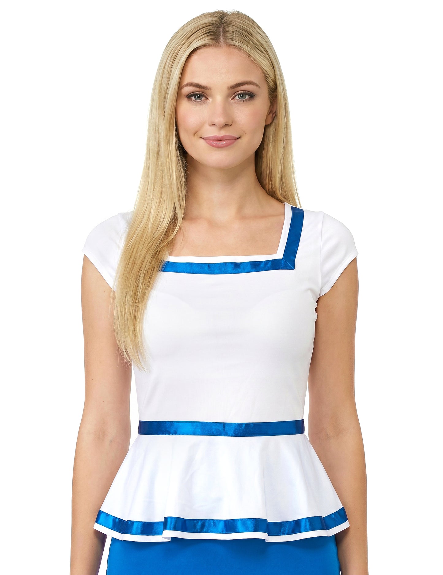 Déguisement de gauloise blanc et bleu femme