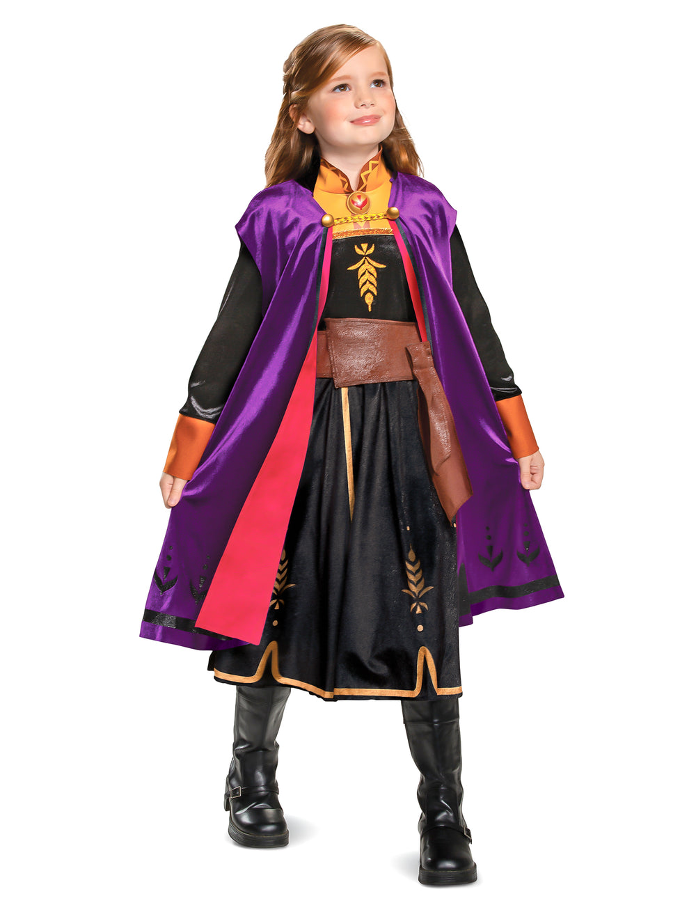 Déguisement deluxe Anna La reine des neiges pour fille violet et noir avec cape