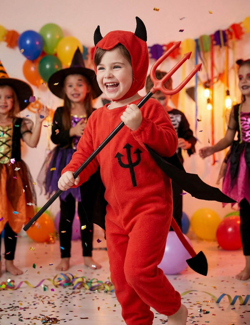 Mise en situation du déguisement de diable Halloween pour enfant