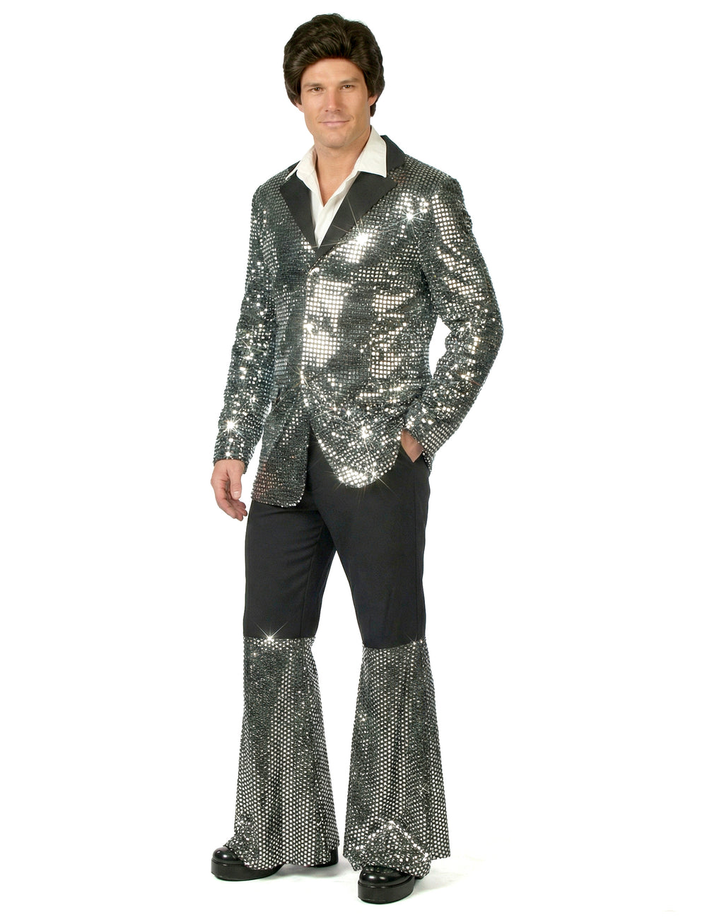 Vue d'ensemble du déguisement disco pour homme