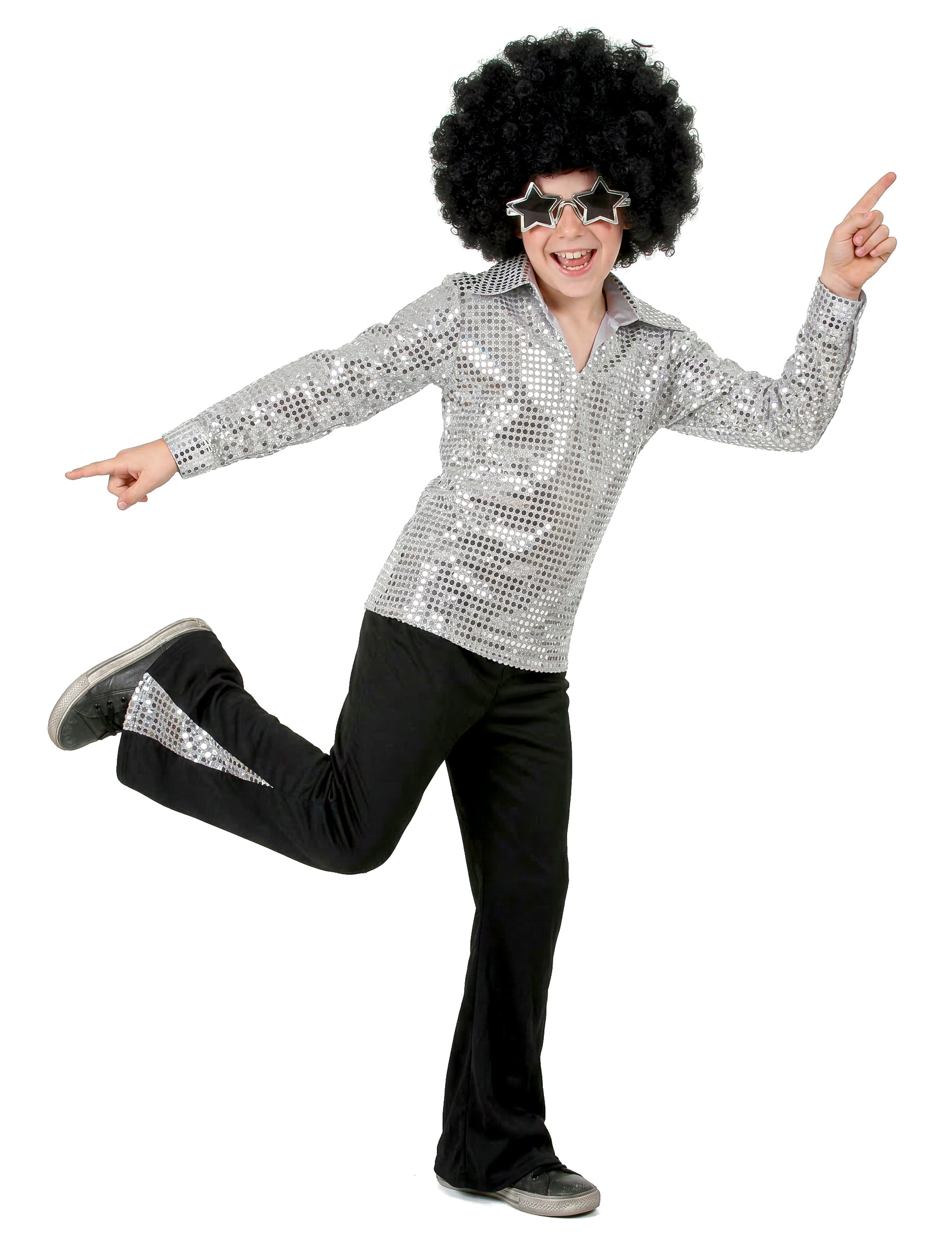 Déguisement disco pour garçon argent à sequins