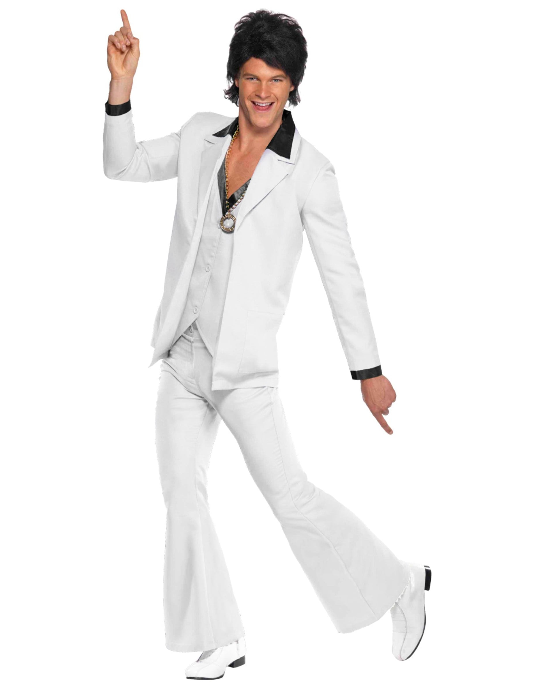 Vue de face du déguisement disco pour homme blanc