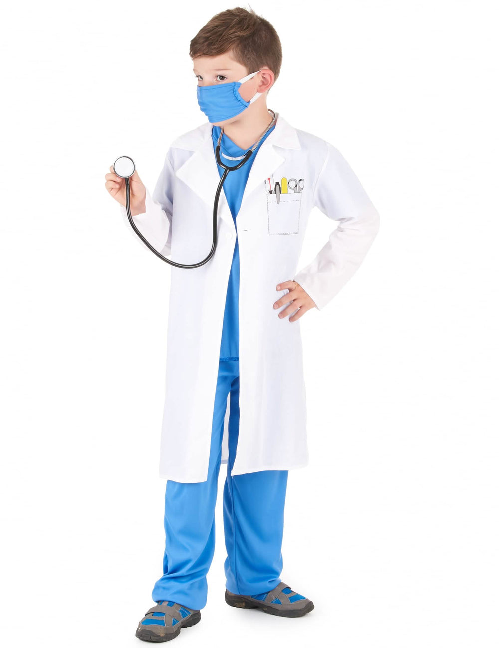 Vue de trois-quarts du déguisement de docteur pour garçon