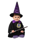 Déguisement apprenti sorcier pour bébé noir et violet avec chapeau et baguette