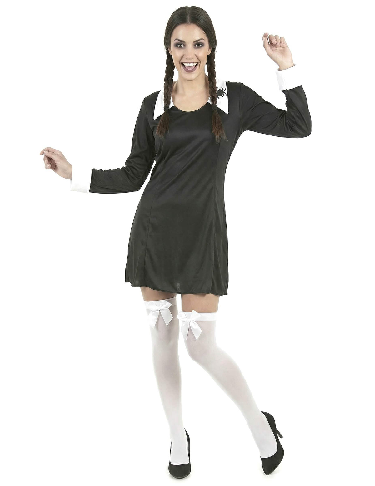 Edestä näkymä naisten halloween-koulutyttöasusta