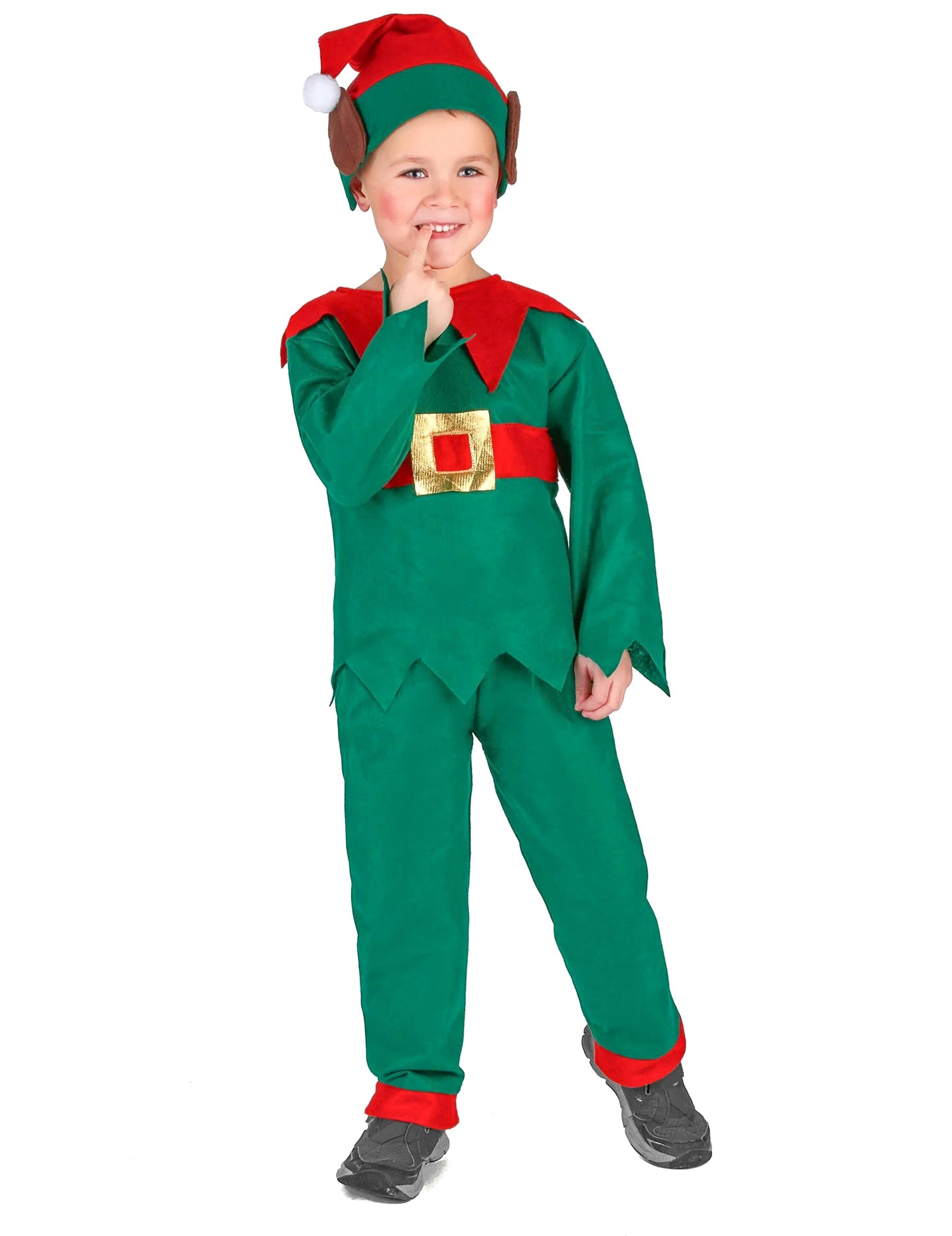 Vue de face du déguisement elfe de Noël