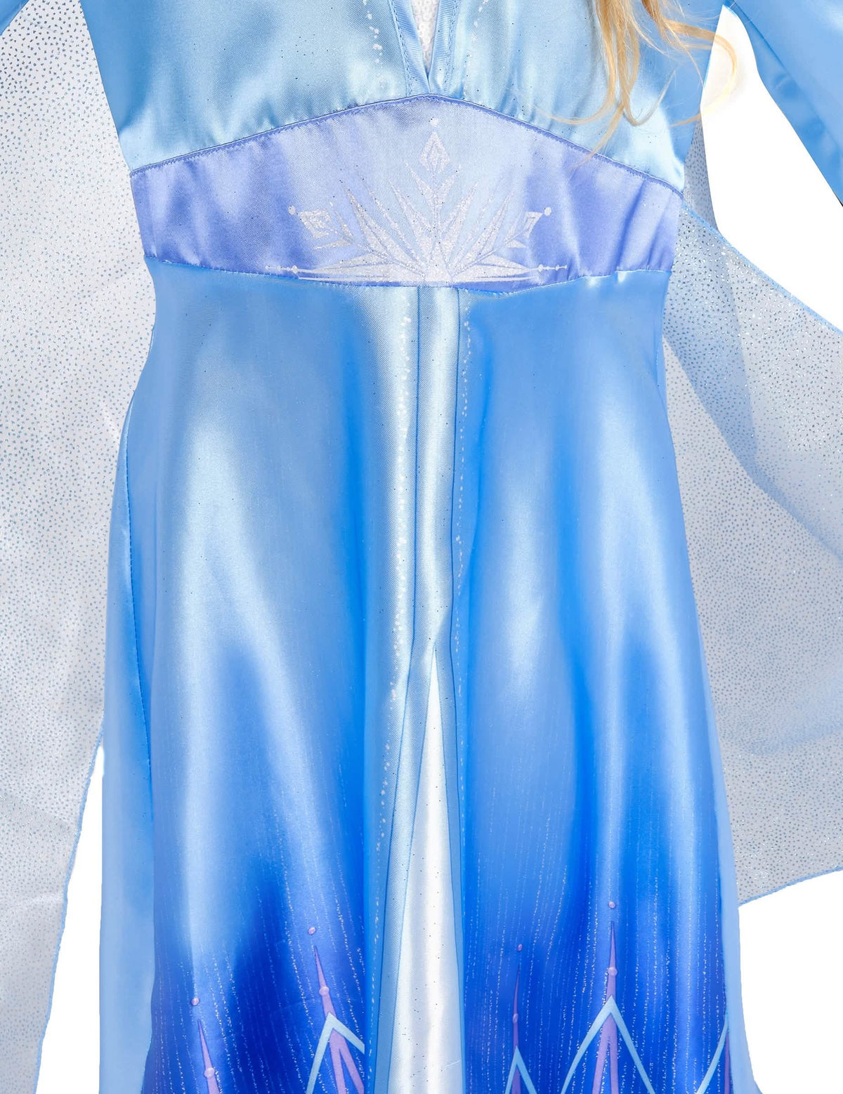 Détail du motif flocon à la taille du déguisement Elsa Reine des Neiges 2 classique