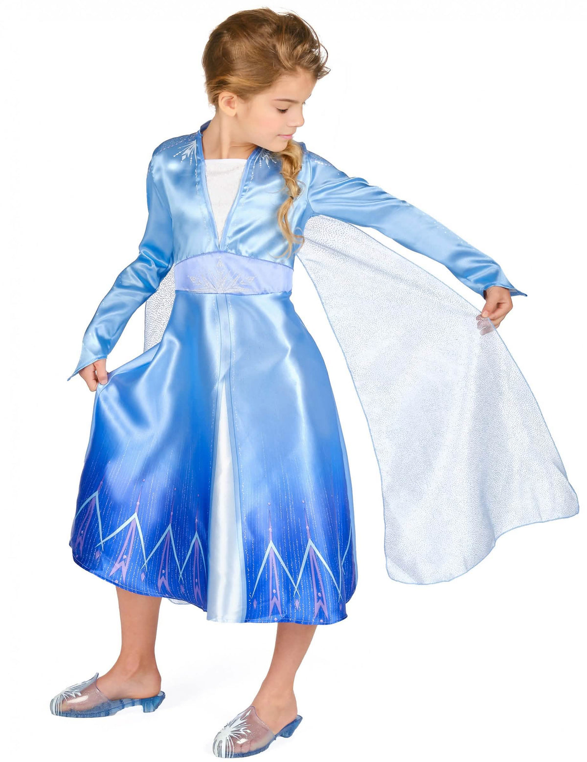 Détail de la cape en voile du déguisement Elsa Reine des Neiges 2 classique