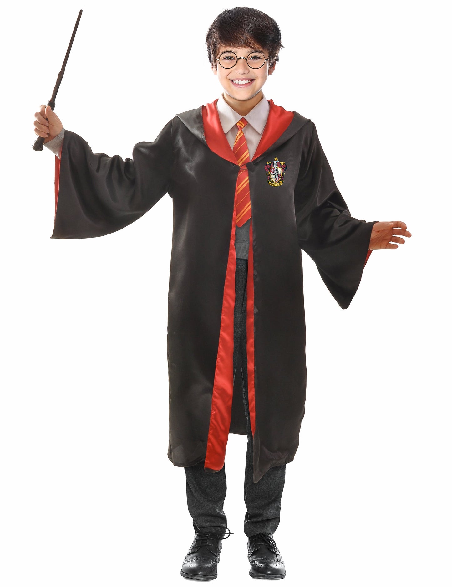 Déguisement et accessoire Harry Potter pour enfant noir et rouge avec baguette et lunettes