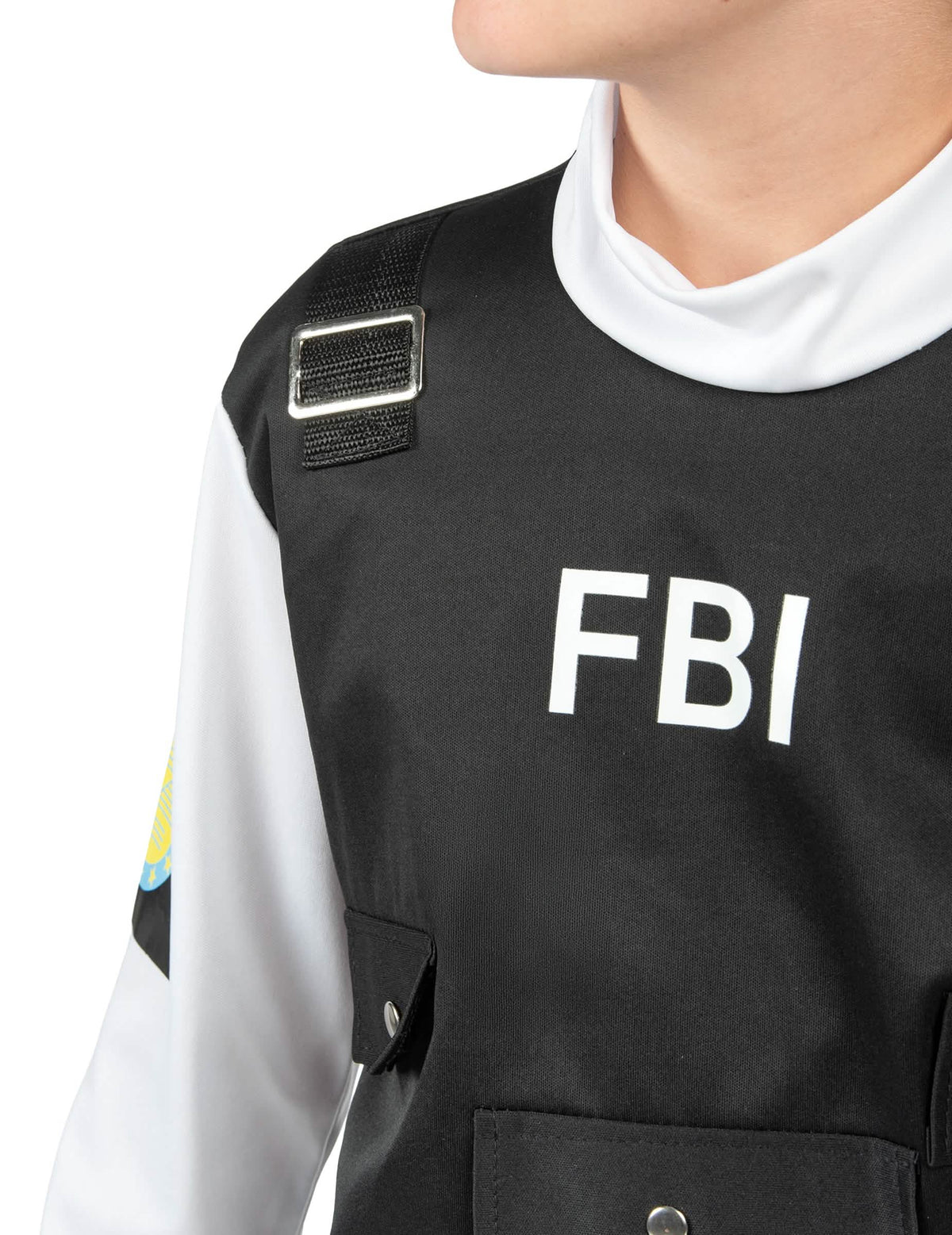 FBI-merkinnän yksityiskohta lapsille tarkoitetun FBI-asun liivissä