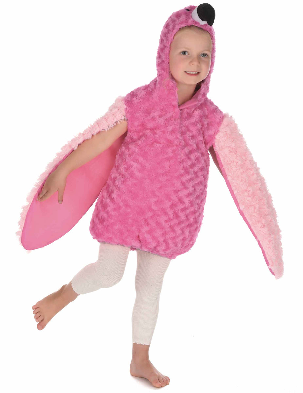 Avoimien siipien näkymä flamingo-lasten juhlapuvusta