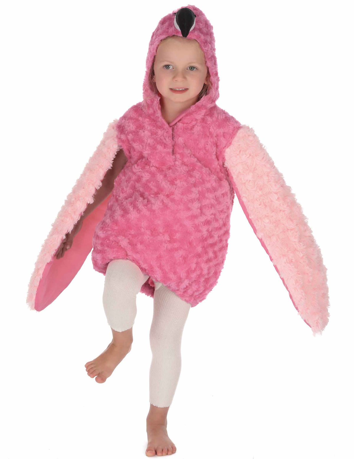 Pose yhdellä jalalla flamingo-lasten naamiaisasuun